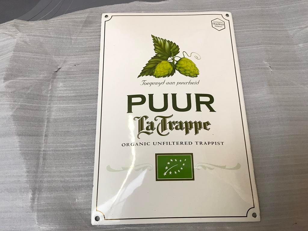 Panneau publicitaire en émail pur La Trappe, Collections, Marques de bière, Comme neuf, Panneau, Plaque ou Plaquette publicitaire