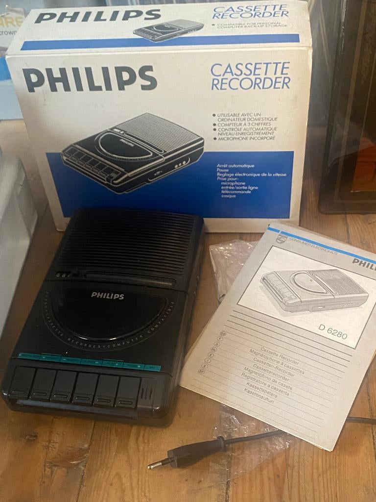 Magnétophone Philips D6280 avec boîte O.G et manuel, TV, Hi-fi & Vidéo, Enlèvement ou Envoi, Simple, Philips, Tape counter