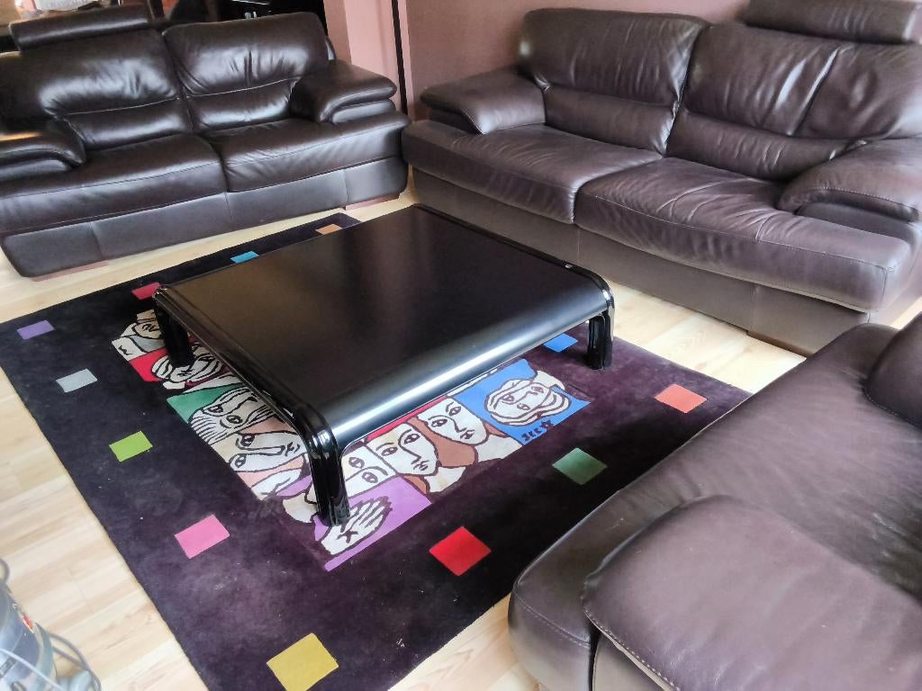 Lederen salon , Lederen zetels. Design van Max Divani., Ophalen, Gebruikt, Leer, Rechte bank