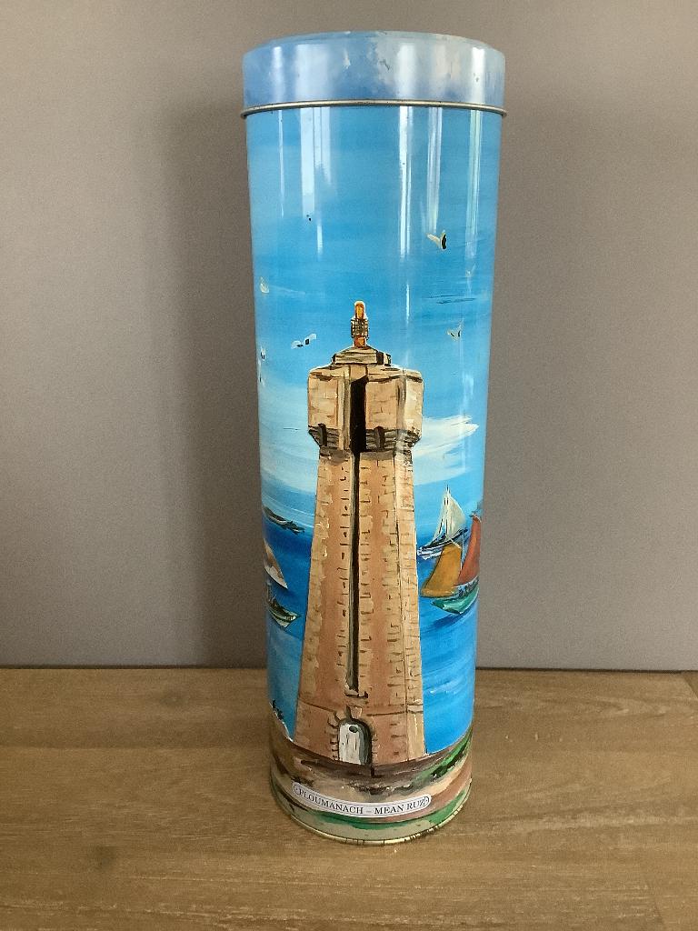 Boîte à biscuits bleue avec phare H30 cm, Collections, Enlèvement ou Envoi, Utilisé, Biscuits