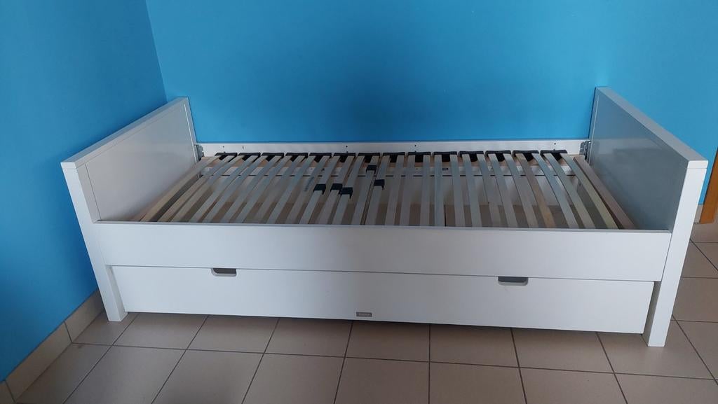 Bed 90x200 - Bopita - wit - met opberglade/logeerbed, Ophalen, Lattenbodem