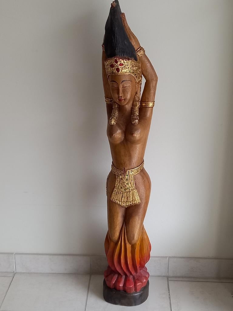 Prachtig groot houten sculptuur van een vrouw, Ophalen