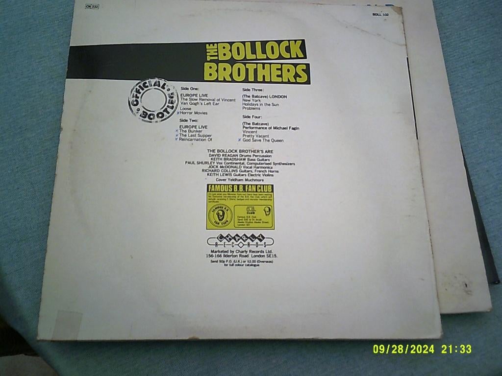 The Bollock Brothers – Live Performances - Official Bootleg, CD & DVD, Vinyles | Rock, Comme neuf, Pop rock, 12 pouces, Enlèvement ou Envoi