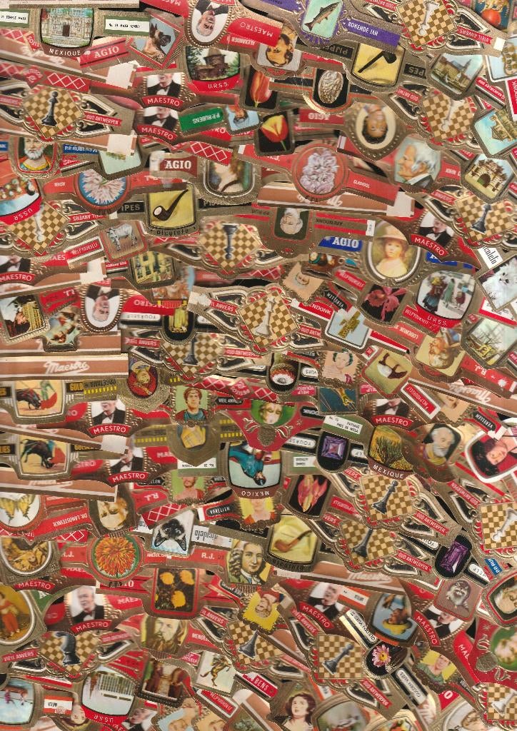 lot van 1000 stuks oude sigarenbandjes van varia, Ophalen of Verzenden, Gebruikt, Sigarenbandjes