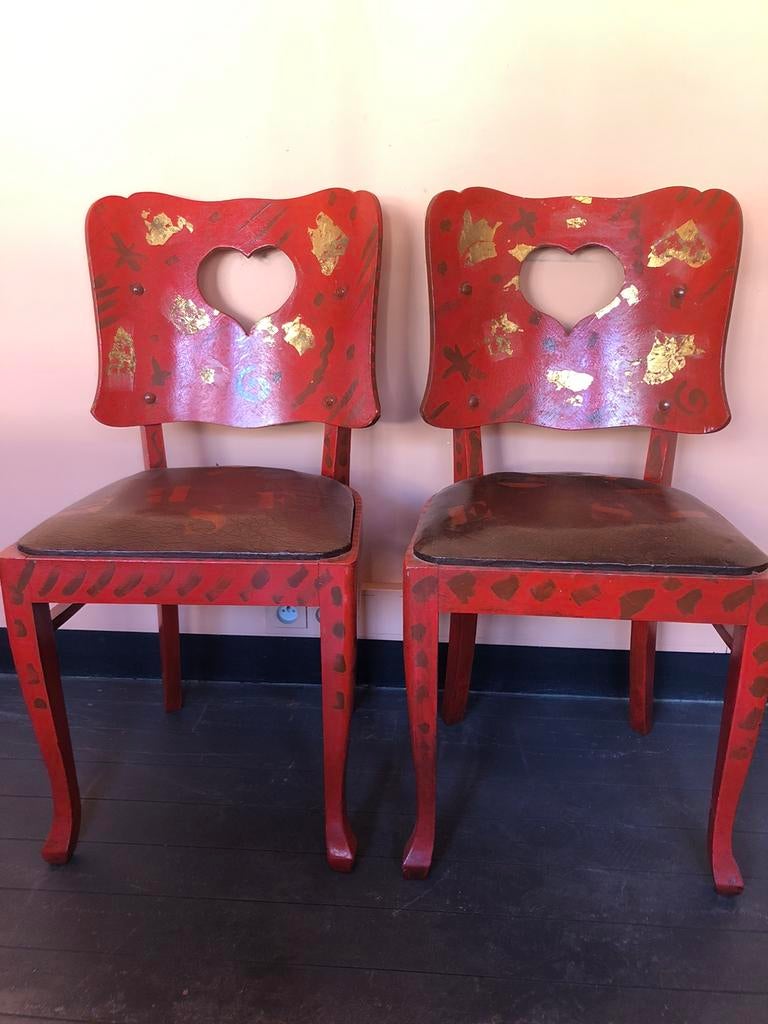 STOELEN, Huis en Inrichting, Stoelen, Gebruikt, Rood, Hout, Ophalen