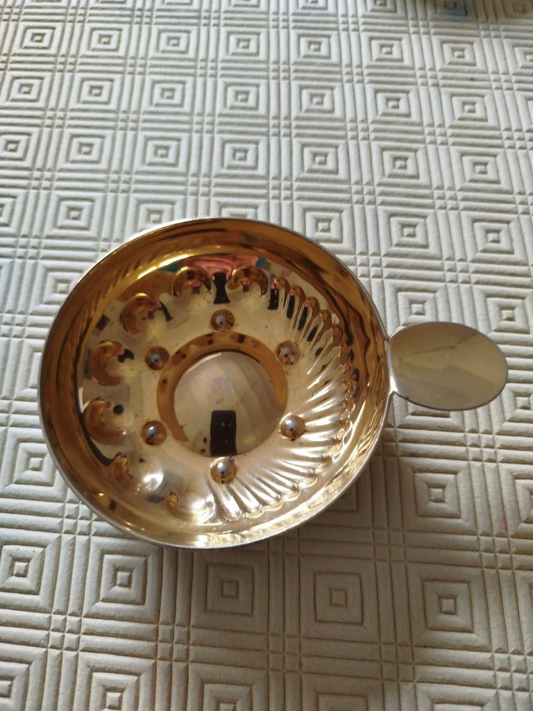 Tastevin en métal recouvert de vermeil (dorure) vintage 1970, Collections, Enlèvement ou Envoi