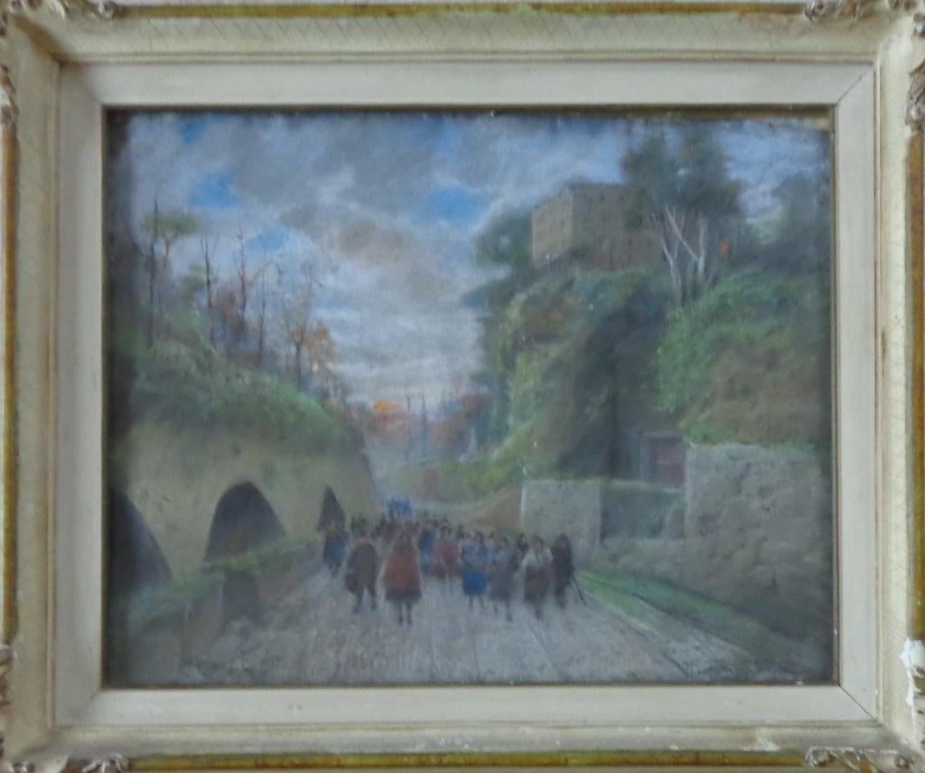 NICOLA FABBRICATORE / POSILLIPO / ORIGINEEL / 51x61cm KADER, Enlèvement ou Envoi