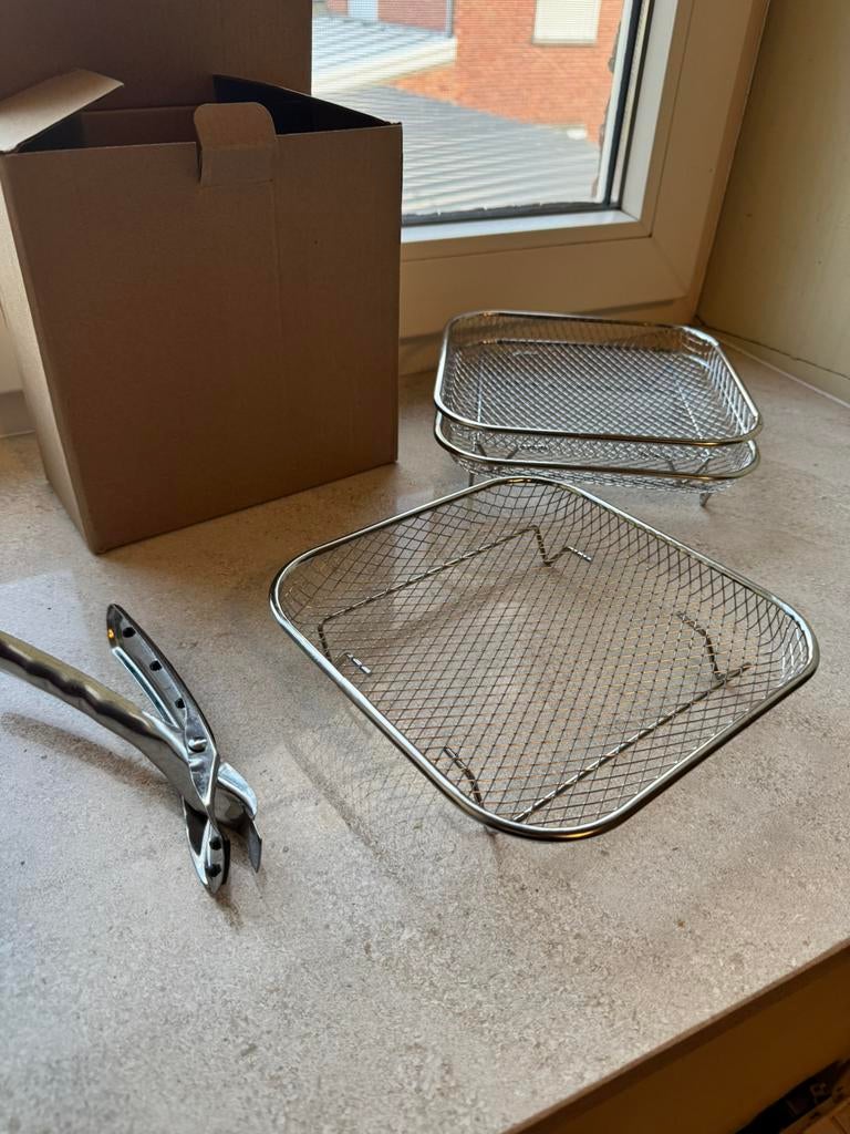 Airfryer stalen mandjes, Electroménager, Friteuses à air, Enlèvement ou Envoi, Comme neuf, Friteuse à air