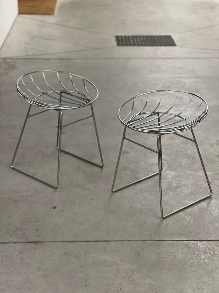 Cees Braakman 1953 voor Pastor paar chromen metalen krukken, Antiek en Kunst, Ophalen