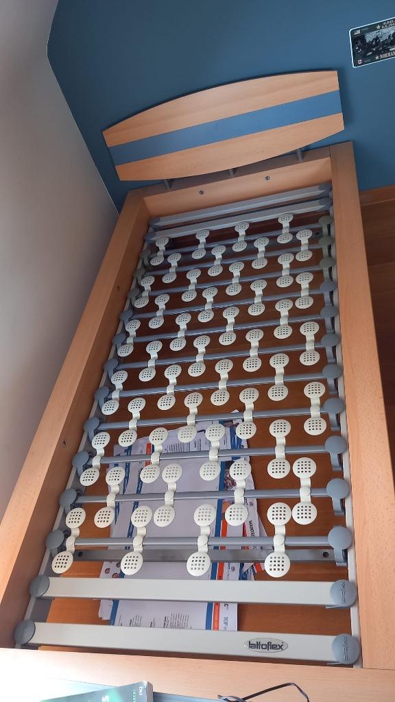 bed - gelamineerd beukenhout met lattoflex 200x90, Huis en Inrichting, Ophalen, Gebruikt, 90 cm, Beige