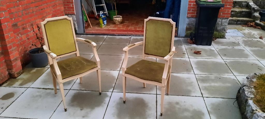 2 zetels in groen velours, Ophalen, Gebruikt, Twee, Overige kleuren