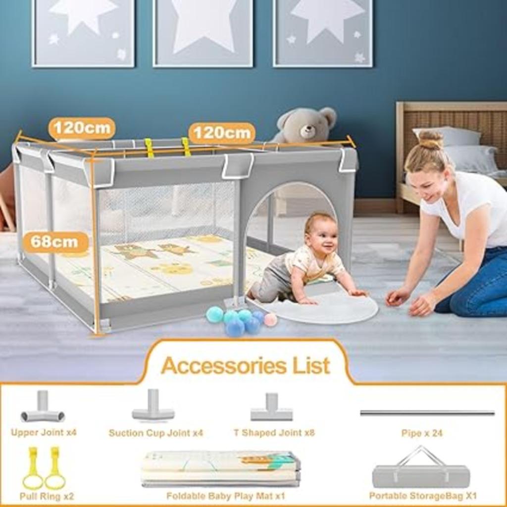 Babybox Babypark met kruipmat 120 x 120 cm GRATIS LEVERING, Kinderen en Baby's, Verzenden, -, Vierkant, Nieuw