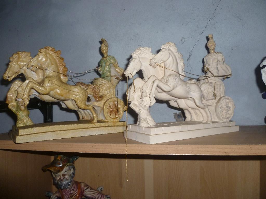 2 BEELDEN ROMEINSE RIDDERS, Antiek en Kunst, Ophalen
