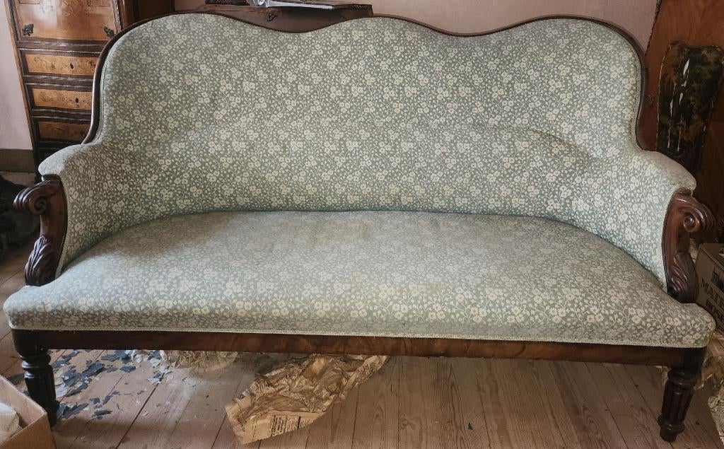 Bank in Biedermeier-stijl + 2 stoelen, Ophalen