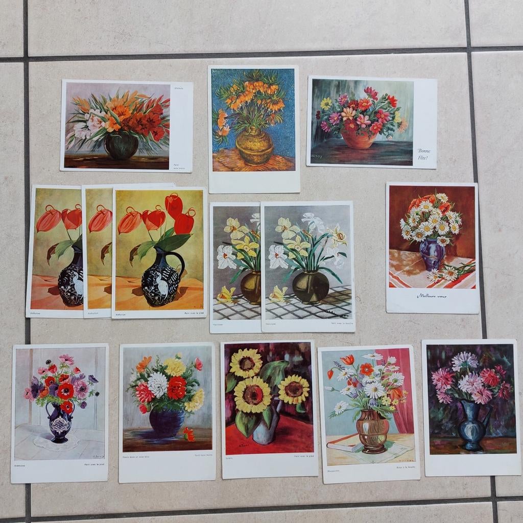 Lot postkaarten met bloemen., Ophalen of Verzenden