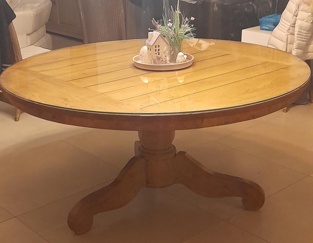 Table en teck, Maison & Meubles, Teck, 150 à 200 cm, Cinq personnes ou plus, Rond