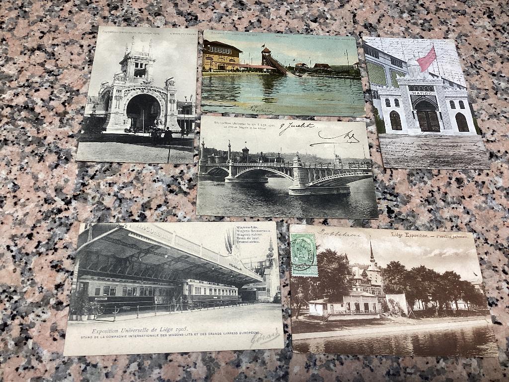 Lot de 6 cartes postales anciennes expo LIÈGE 1905, Enlèvement ou Envoi, Avant 1920, Affranchie, (Jour de) Fête
