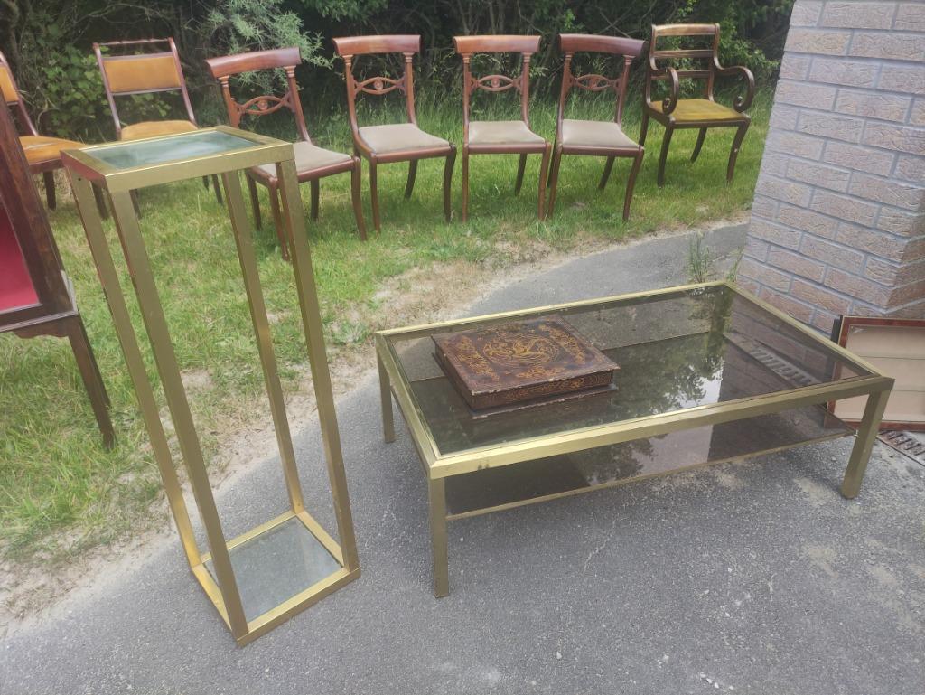 Table de salon en verre et métal Art Déco style Pierre Vande, Enlèvement