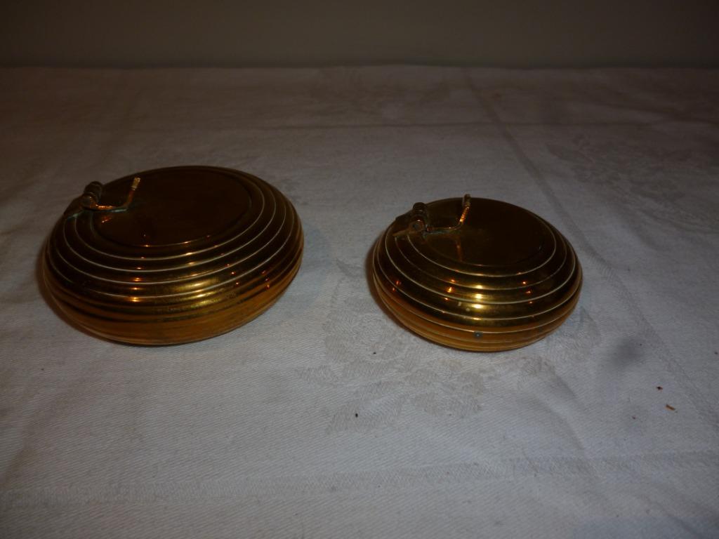 2 cendriers en cuivre modèle avec couvercle fermeture fumer, Collections, Enlèvement, Cendrier