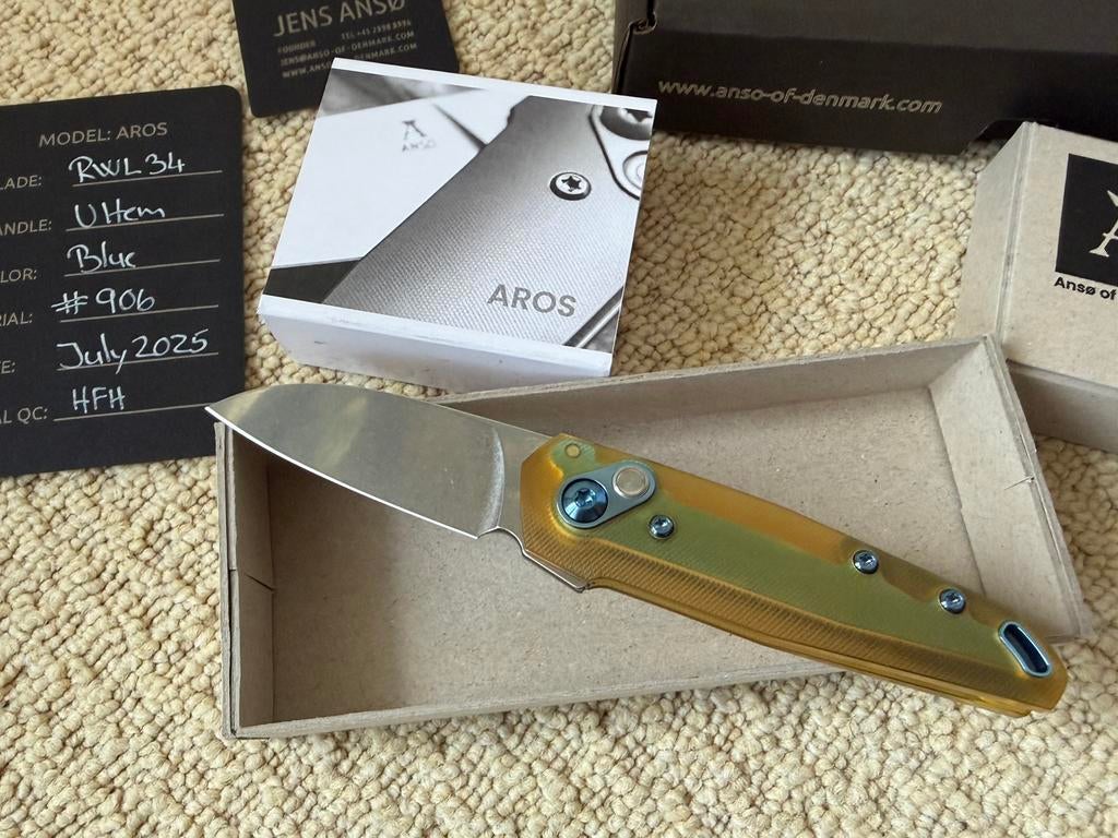 Nieuw Jens Anso Aros Ultem EDC Pocket Knife Zakmes Mes, Caravanes & Camping, Outils de camping, Enlèvement ou Envoi, Neuf