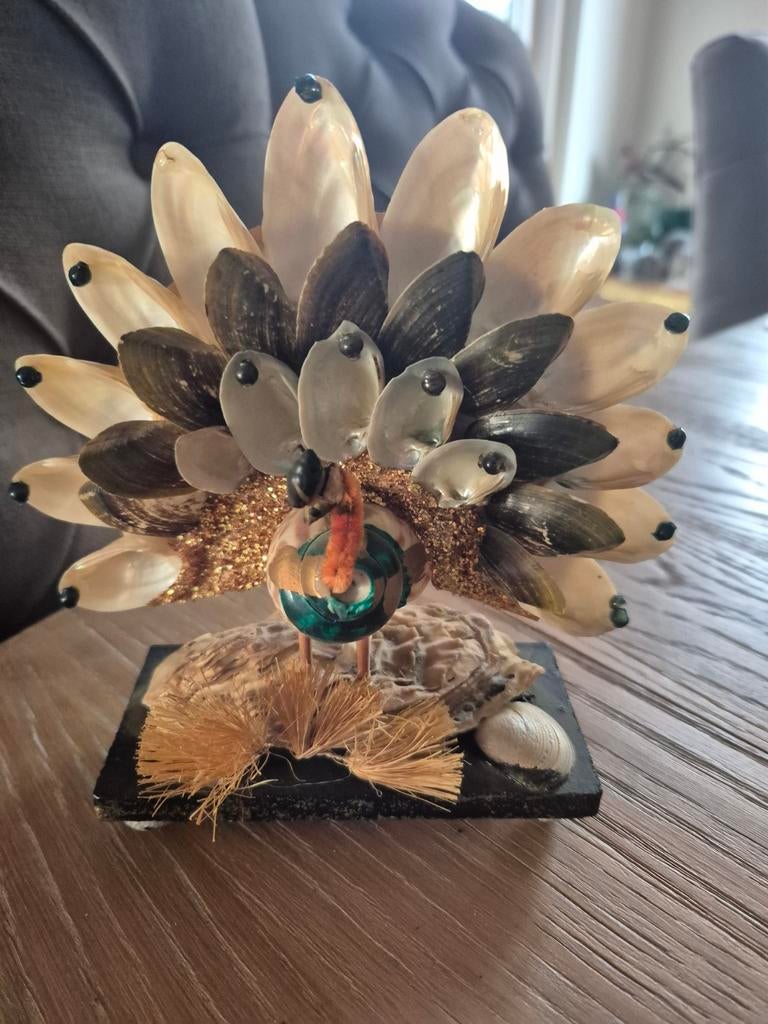 Vintage schelpen pauw, Ophalen