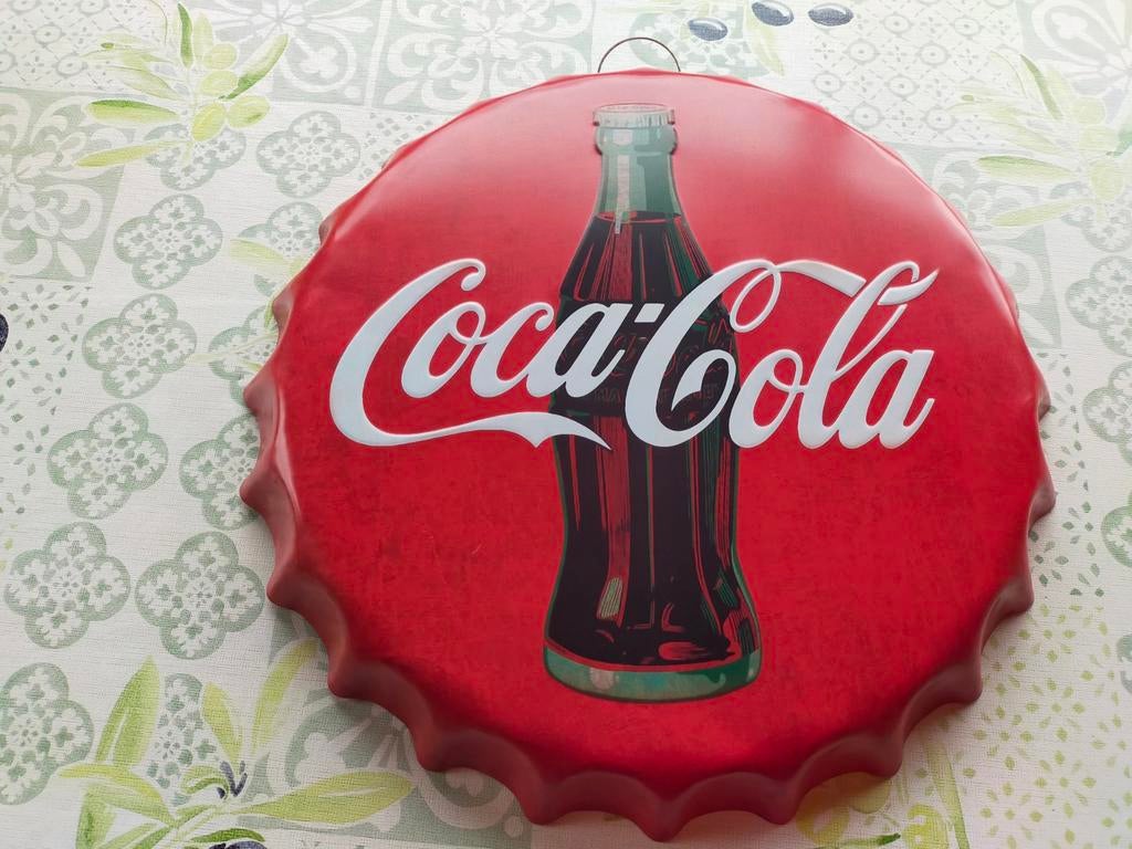 Ronde Coca Cola blik om op te hangen . Diameter 40 cm, Ophalen