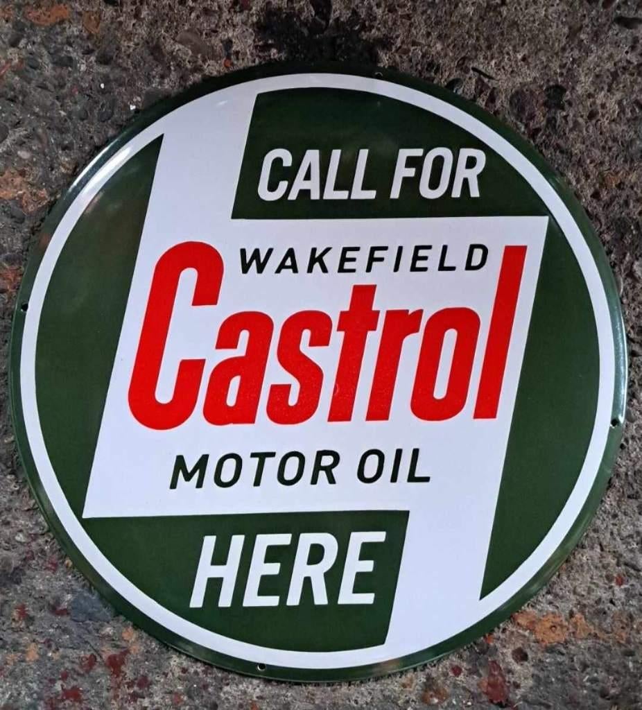 Castrol mooi emaillen reclame decoratie bord garage showroom, Verzamelen, Ophalen of Verzenden, Zo goed als nieuw, Reclamebord