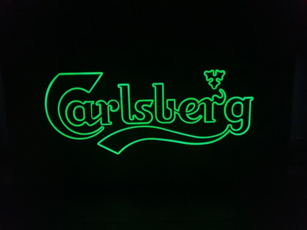 Publicité légère sur la bière - Carlsberg -, Collections, Marques de bière, Utilisé, Panneau, Plaque ou Plaquette publicitaire