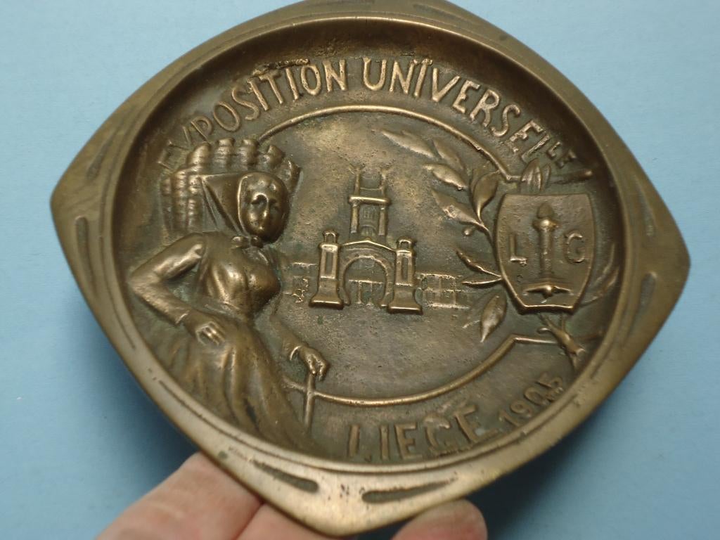 Cendrier bronze Liège 1905 EXPO UNIVERSELLE art nouveau, Antiquités & Art, Enlèvement ou Envoi, Bronze