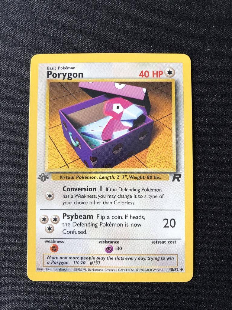 Fusée de l'équipe non holo Porygon 1ère édition, Hobby & Loisirs créatifs, Enlèvement ou Envoi, Comme neuf, Cartes en vrac