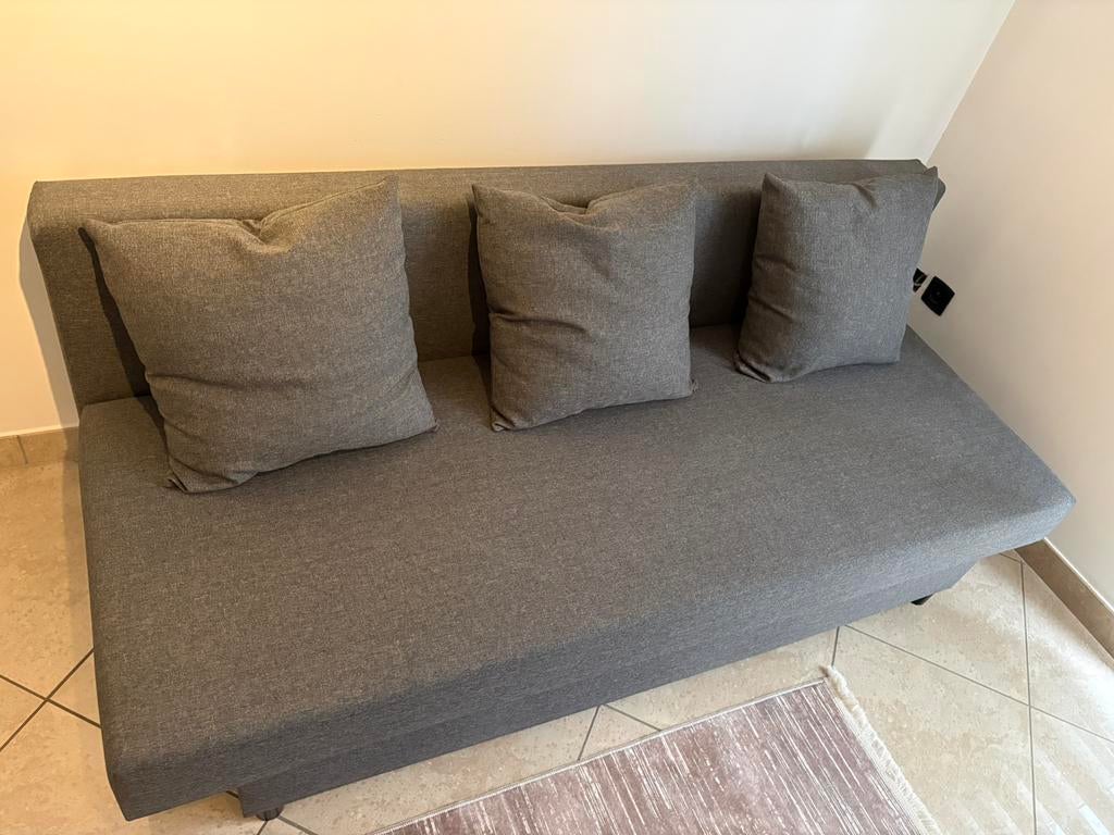 Zit slaapbank, Huis en Inrichting, Slaapkamer | Slaapbanken, Ophalen, Zo goed als nieuw, Grijs