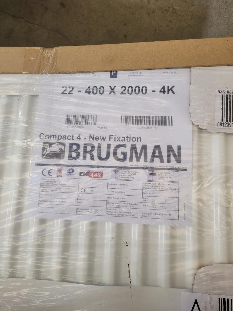 Radiateur neuf 400x2000-22 BRUGMAN, Bricolage & Construction, Thermostats, Enlèvement
