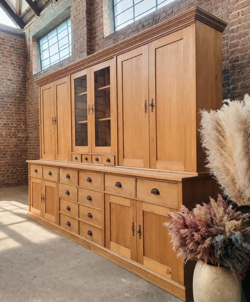 Massief houten buffetkast/vitrinekast 300cm art:91/26
