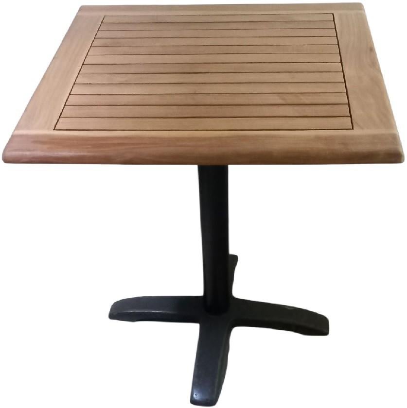 teaken terrastafel op metalen voet., Tuin en Terras, Tuintafels, Ophalen, Gebruikt, Vierkant, B