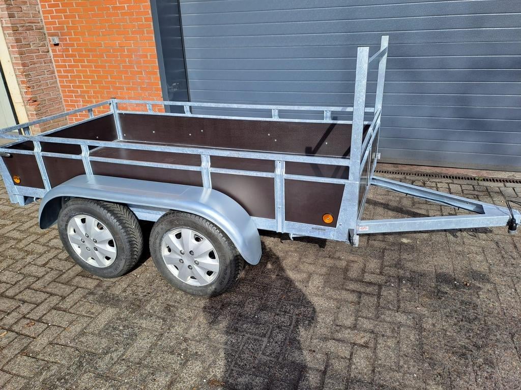Aanhanger gegalvaniseerd 250x130 dubbelasser tandemasser, Ophalen, Zo goed als nieuw