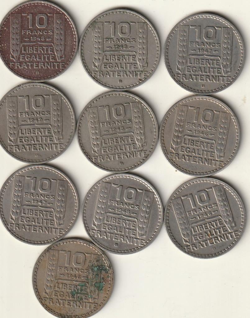 lot van 10 munten van 10 frank van Frankrijk, Ophalen of Verzenden, Frankrijk, Losse munt