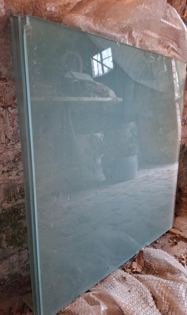 3 plateaux de table en verre trempé mat 70 x 70 cm, Bricolage & Construction, Verre de sécurité, Enlèvement, Utilisé, Moins de 80 cm