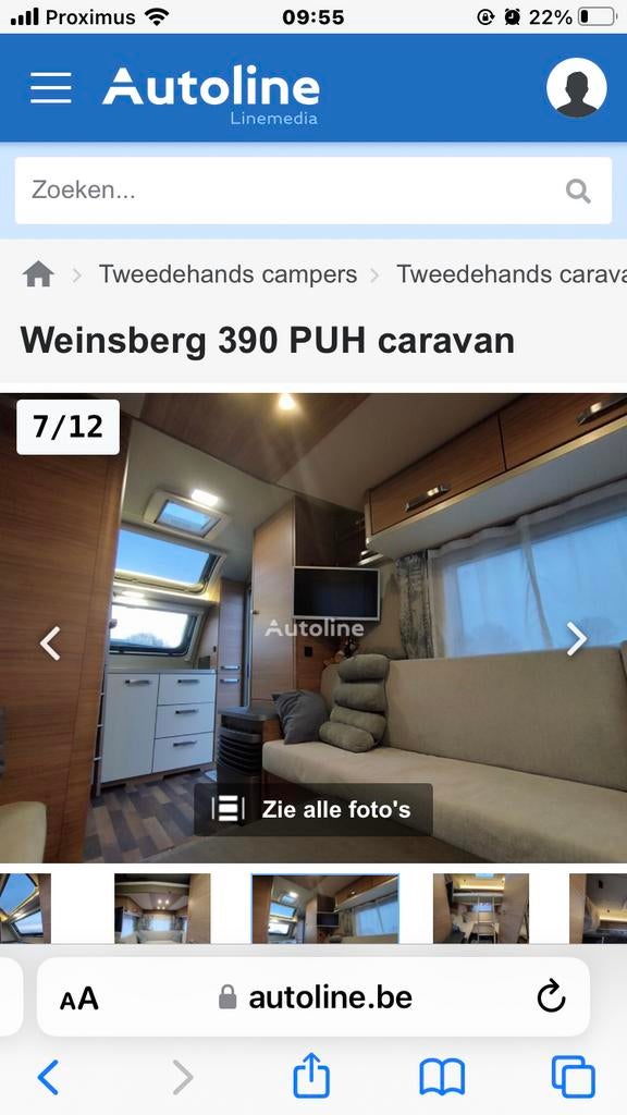 Weinsberg Cara One 390 PUH, Caravanes & Camping, Jusqu'à 6, 5 à 6 mètres, Coin salon convertible, Particulier