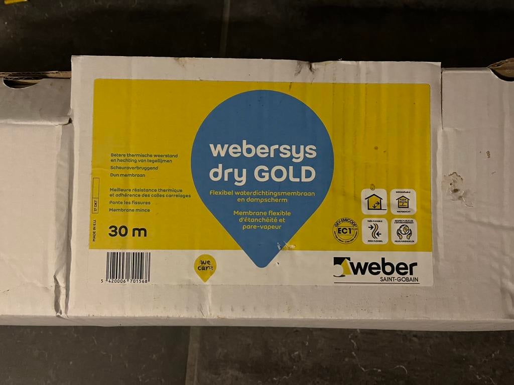 Membrane d’étanchéité Webersys Dry Gold 30 m - 190€/pièce, Bricolage & Construction, Enlèvement, Neuf