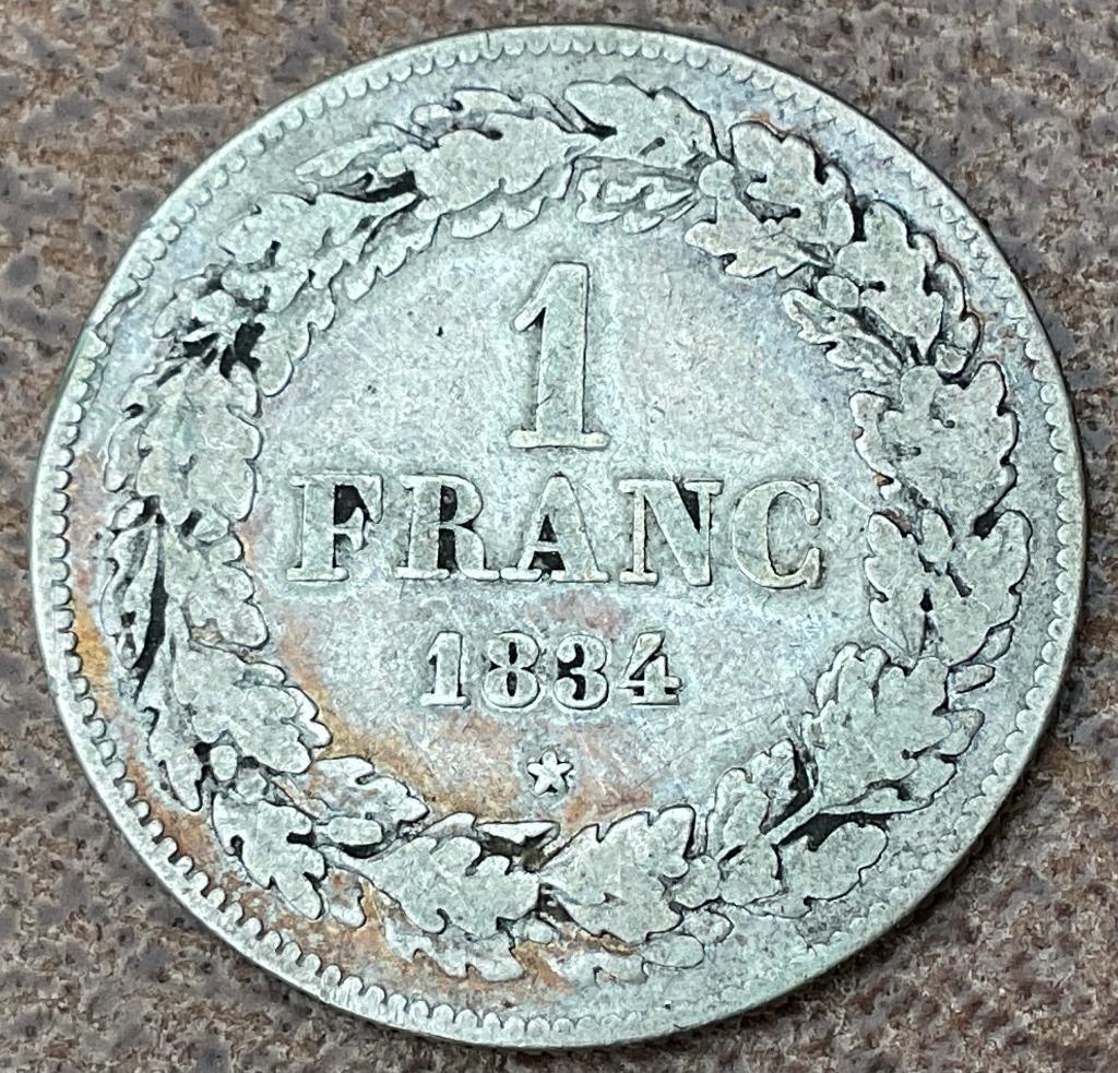 Belgium 1 Franc 1834, Verzenden, Zilver, Losse munt, Zilver