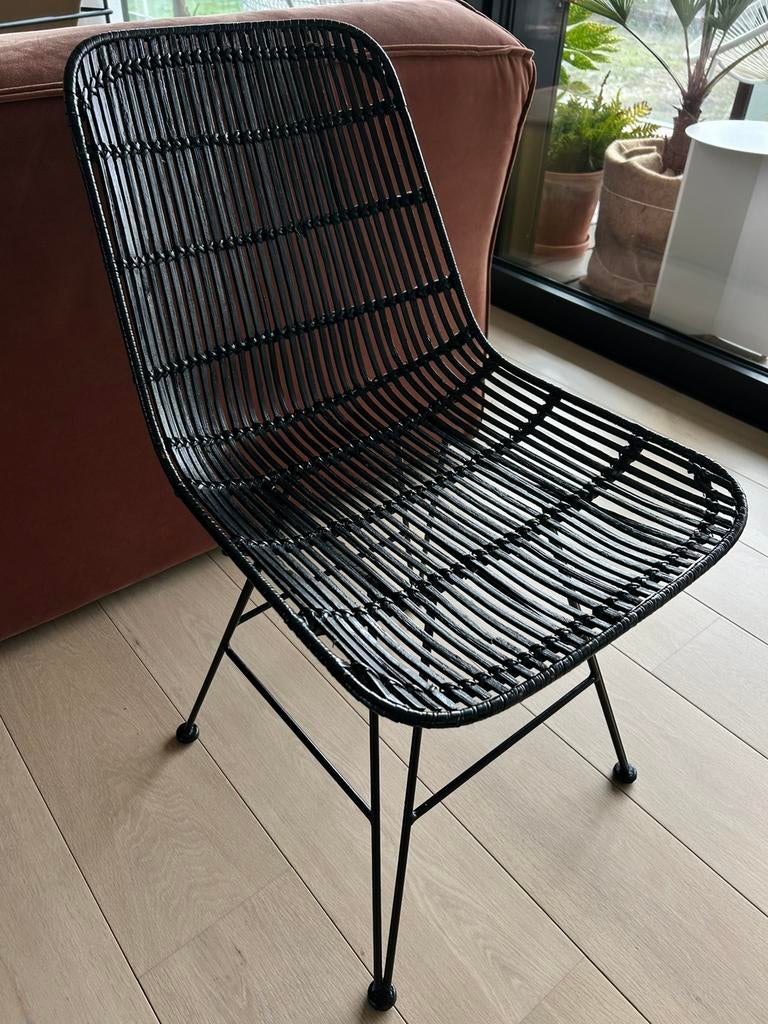 HK Living rotan stoel zwart, Bohemian, Enlèvement, Utilisé, Osier ou Rotin
