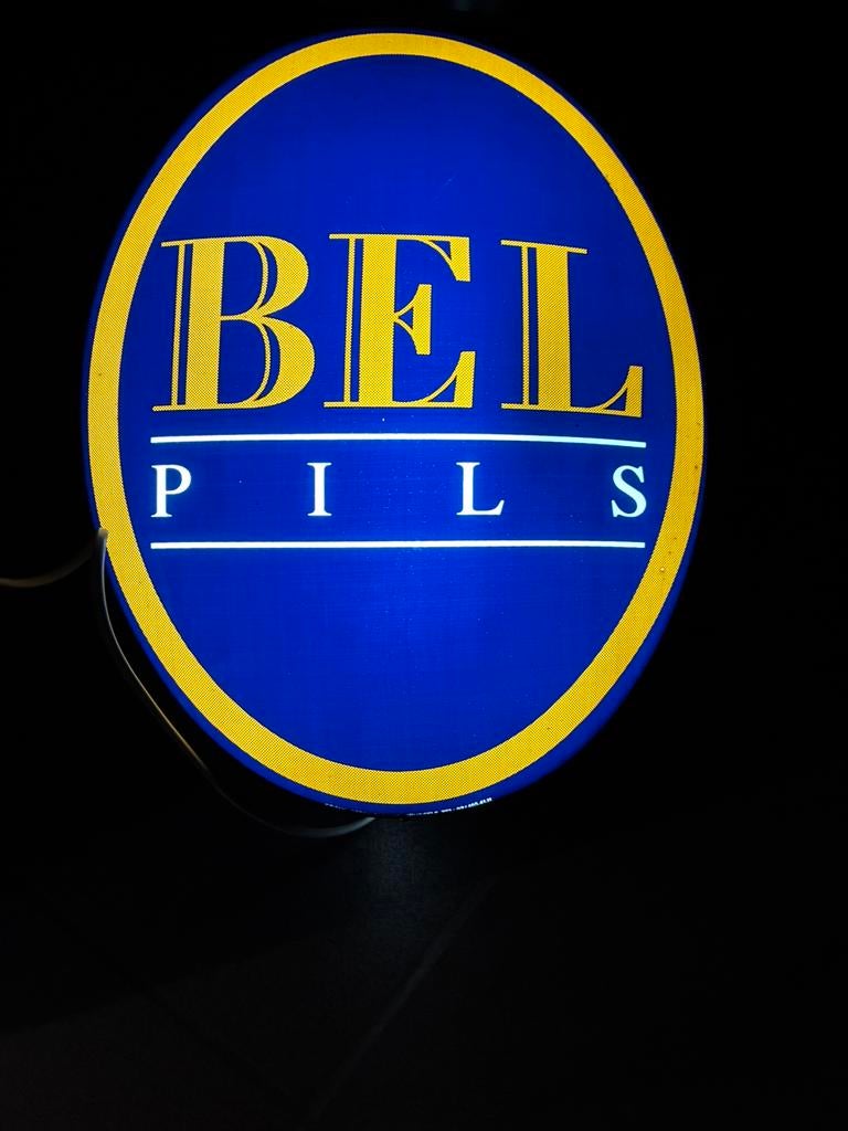 Lichtreclame BEL pils, Verzamelen, Ophalen, Gebruikt, Reclamebord, Plaat of Schild