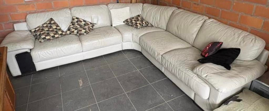 Lederen hoekzetel + levering aan huis mogelijk, Huis en Inrichting, Ophalen, Gebruikt