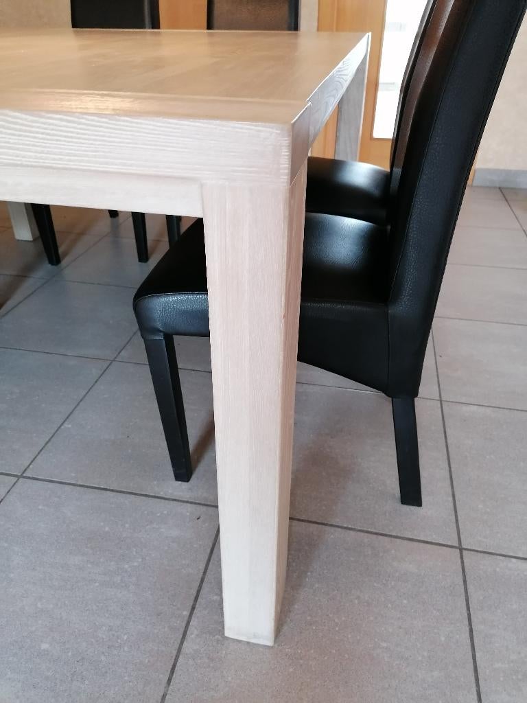 eettafel en 6 stoelen, Huis en Inrichting, Tafels | Eettafels, Ophalen, Gebruikt, 100 tot 150 cm, Vierkant