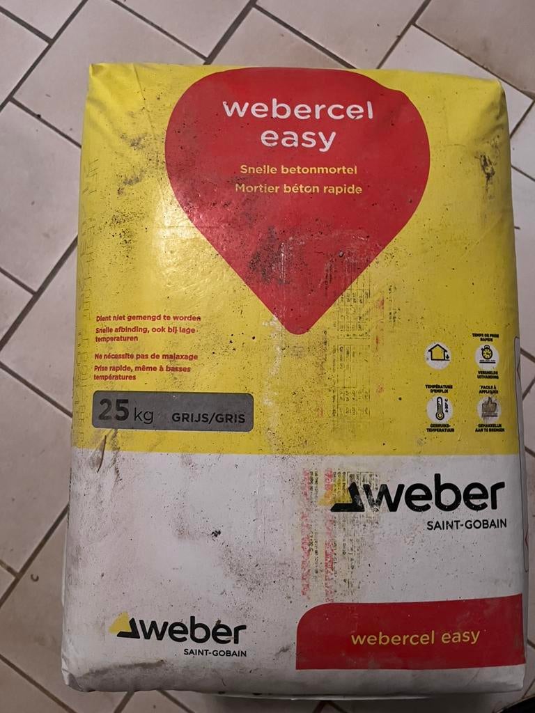 Snelle betonmortel Weber (4 zakken), Bricolage & Construction, Briques, Enlèvement, Neuf