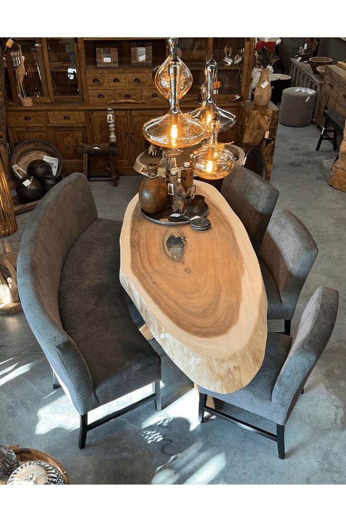 OVALE eettafelbank + 3 stoelen grijs, Maison & Meubles, Canapés | Coins salons complets, Neuf, Tissus, Enlèvement ou Envoi