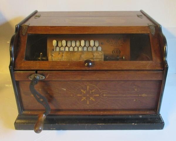 antiek draaiorgel Cabinet of Roller Organ, Ophalen