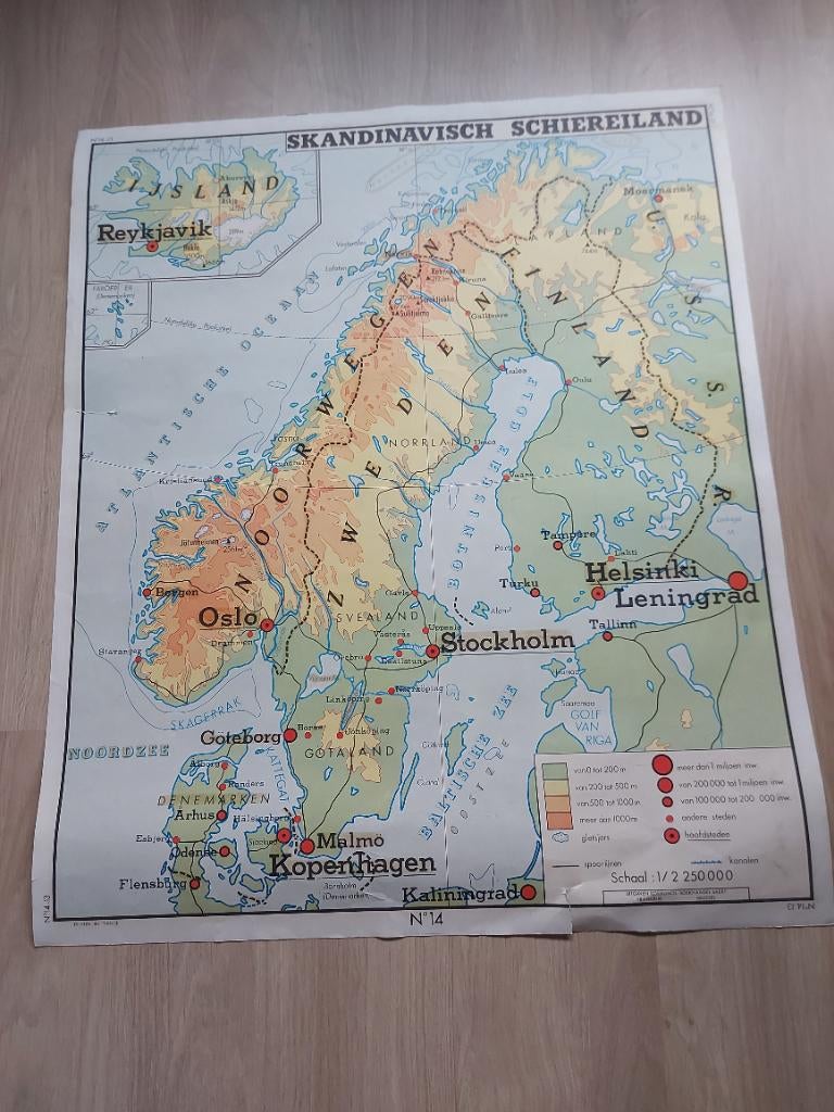 Oude schoolkaart nr 13 en 14 Balkan en Scandinavie, Ophalen, Aardrijkskunde