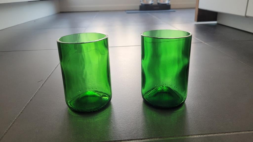 Recycleerde glazen gemaakt van wijnfles, Ophalen, Zo goed als nieuw