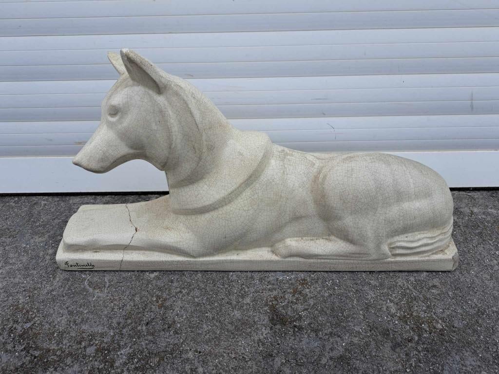 chien en céramique signe fontinelle, Enlèvement ou Envoi